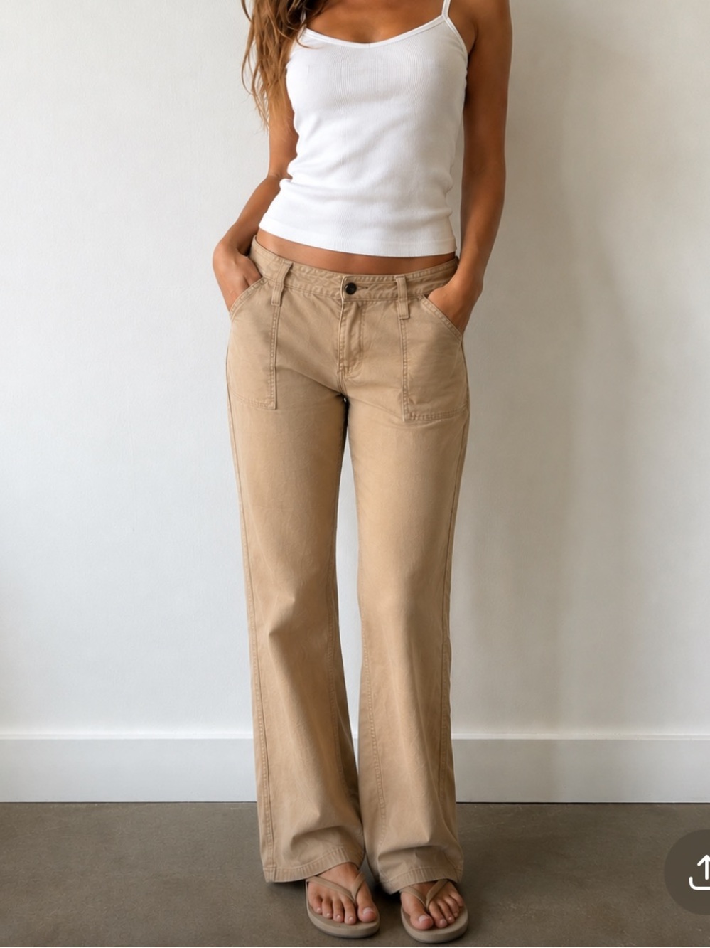 Vintage Y2K GAP Low Rise Utility Khakis Tan Cargo Pocket Pants Size 10
